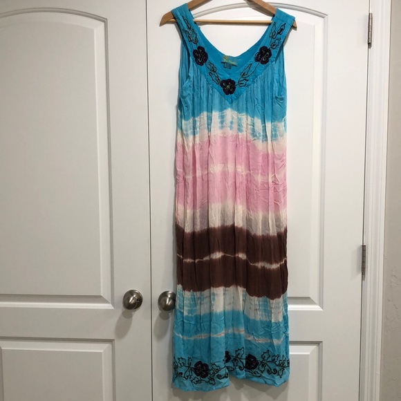 SUNFLOWER Batik Tie Dye Boho Maxi Dress - Made in India - Picture 4 of 7